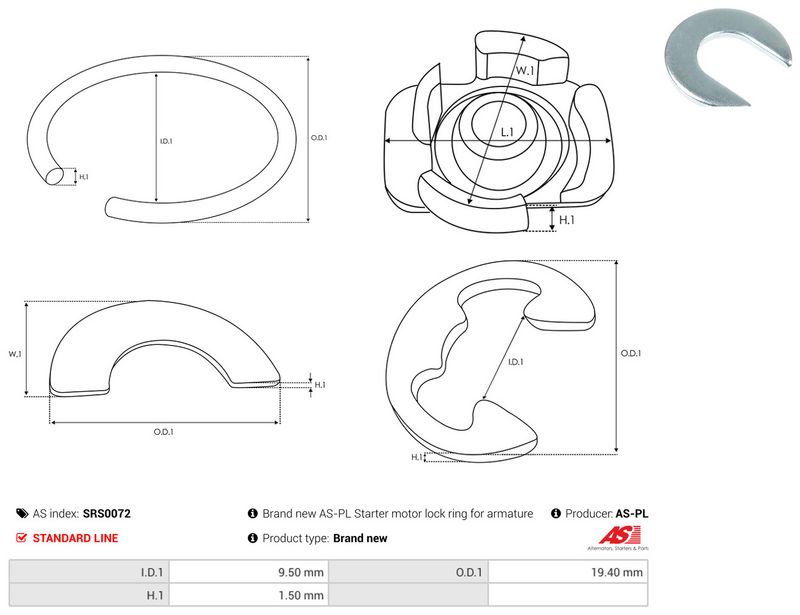 AS-PL SRS0072 Repair Kit, starter