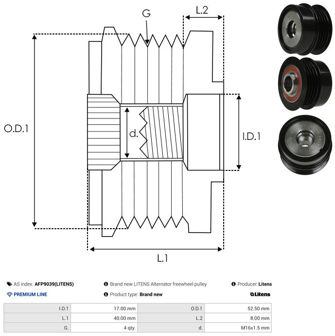 AS-PL AFP9039(LITENS) Alternator Freewheel Clutch