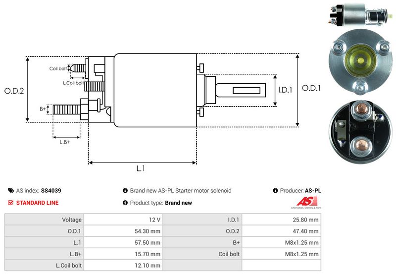 AS-PL SS4039 Solenoid Switch, starter
