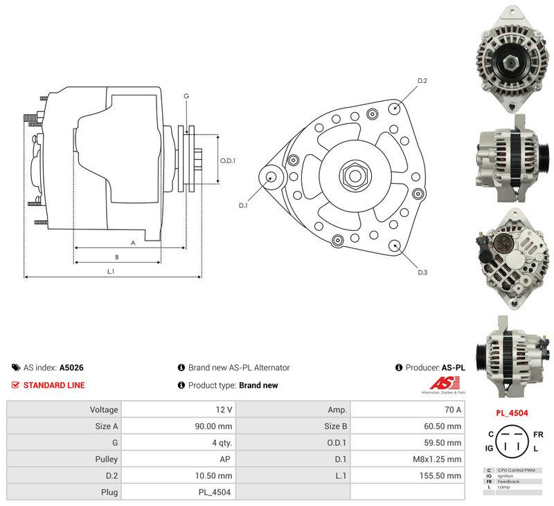 AS-PL A5026 Alternator