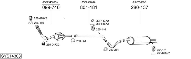 BOSAL kipufogórendszer SYS14308