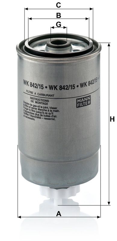 Kütusefilter, MANN-FILTER WK 842, 15