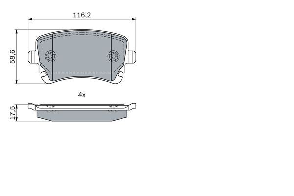 Комплект гальмівних накладок, дискове гальмо, Bosch 0986424056