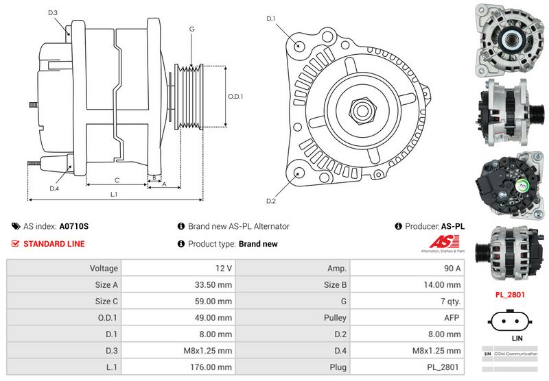AS-PL A0710S Alternator