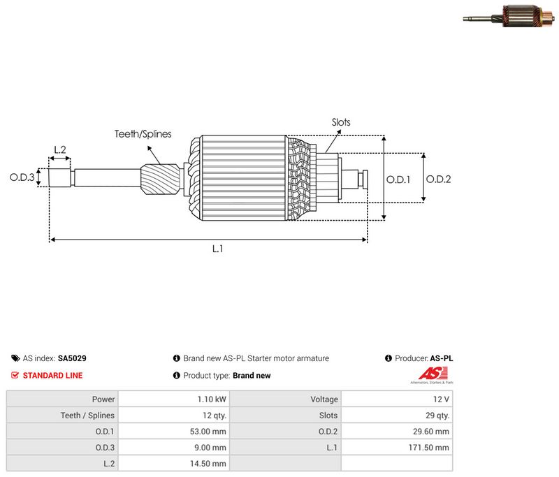AS-PL SA5029 Armature, starter