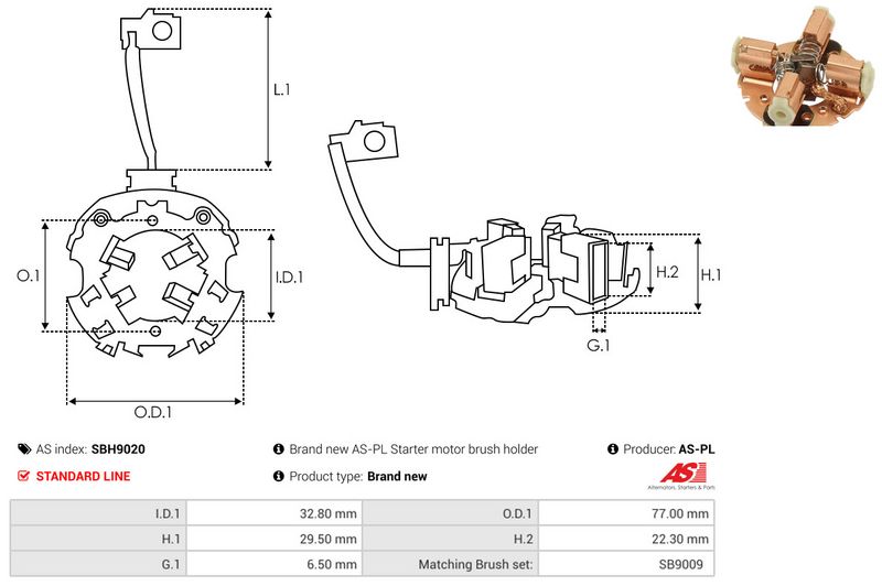 Kinnitus, süsinikuharjad, AS-PL SBH9020