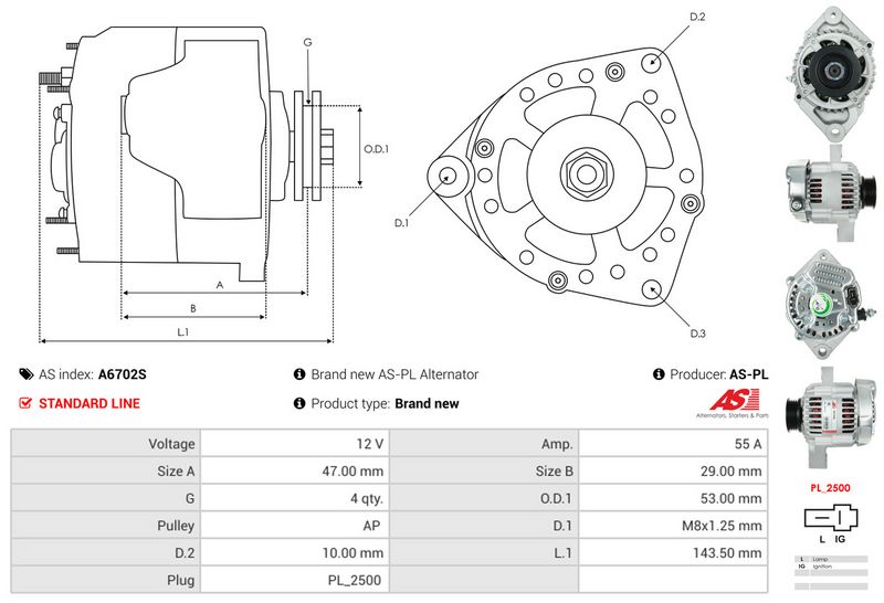 AS-PL A6702S Alternator