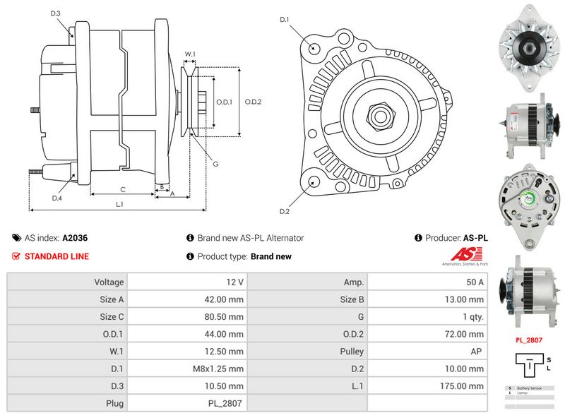 AS-PL A2036 Alternator