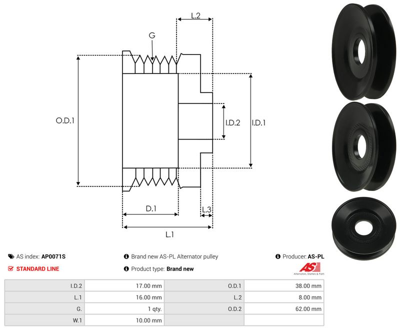 Rihmaratas, generaator, AS-PL AP0071S
