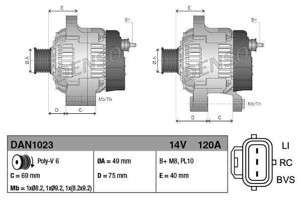 DENSO DAN1023 Alternator