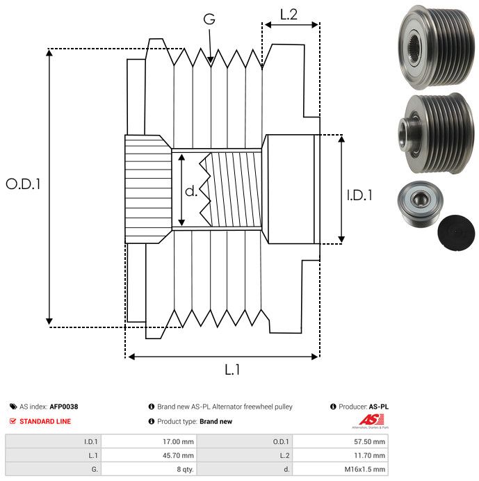 AS-PL AFP0038 Alternator Freewheel Clutch