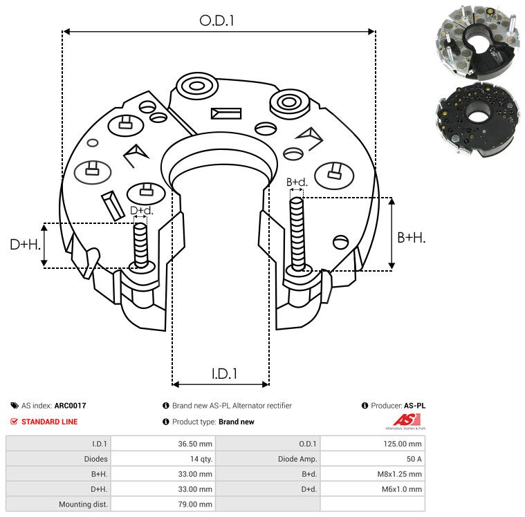 AS-PL ARC0017 Rectifier, alternator
