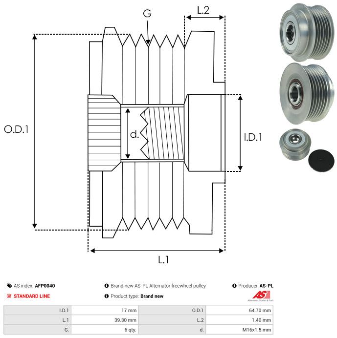 AS-PL AFP0040 Alternator Freewheel Clutch