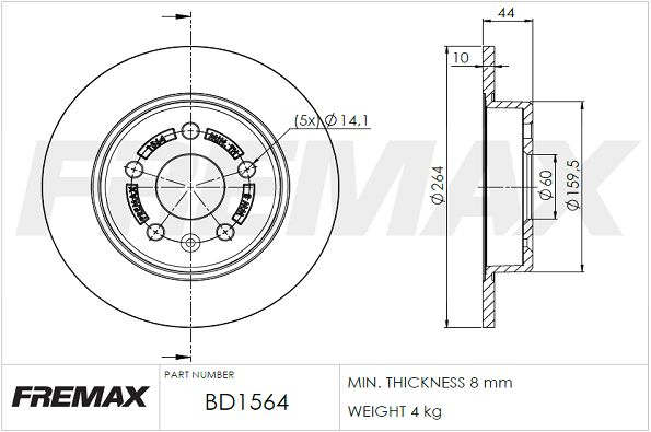 FREMAX BD-1564 Stabdžių diskas
