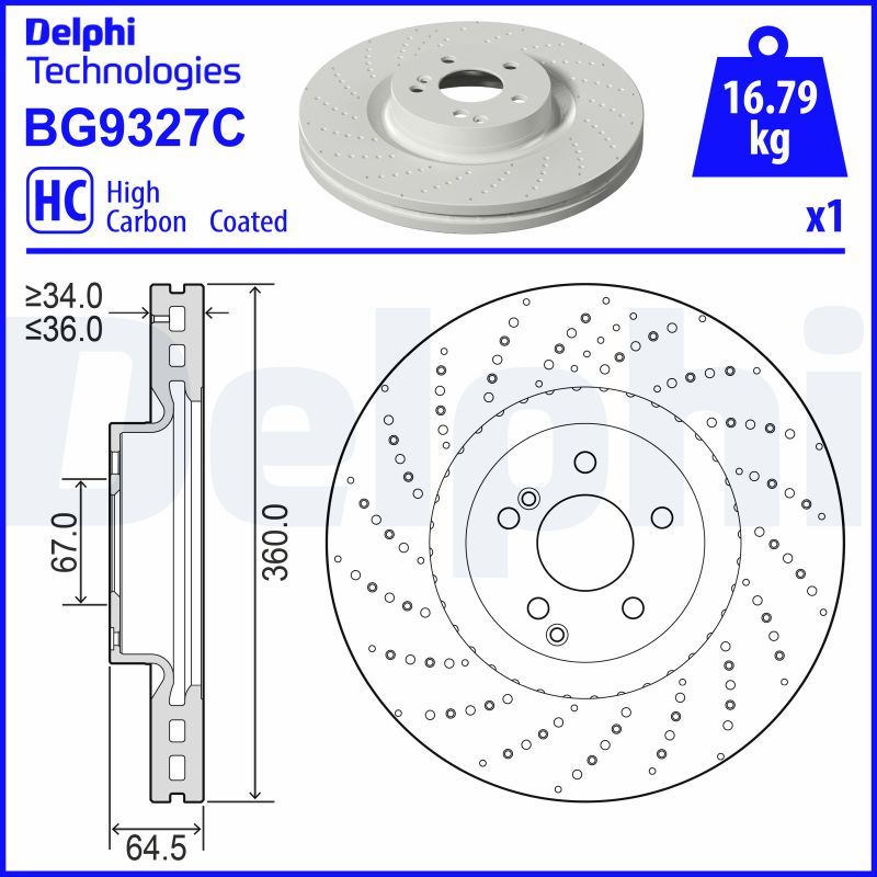 Гальмівний диск, Delphi BG9327C