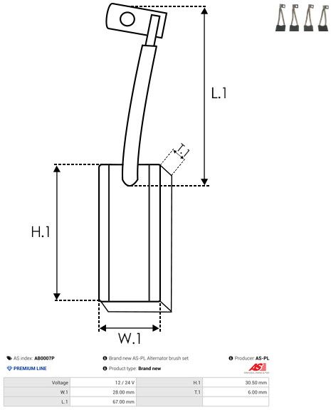 AS-PL AB0007P Carbon Brush, alternator