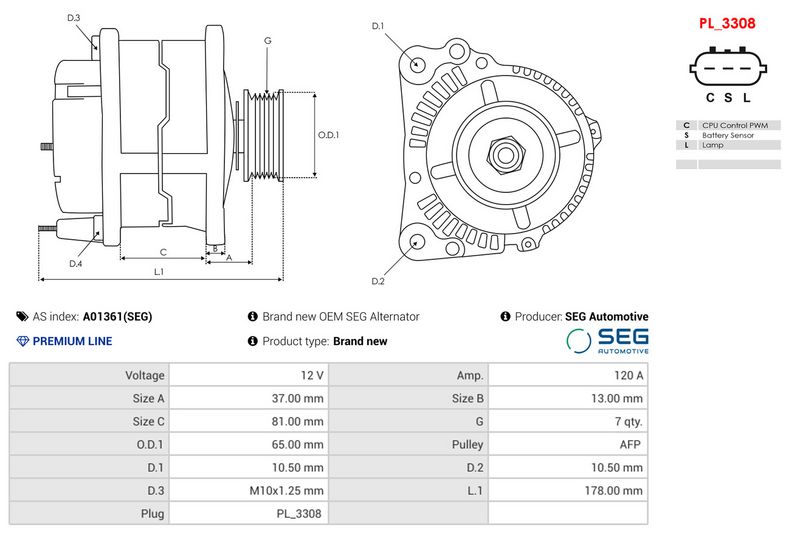 Brand new OEM SEG Alternator