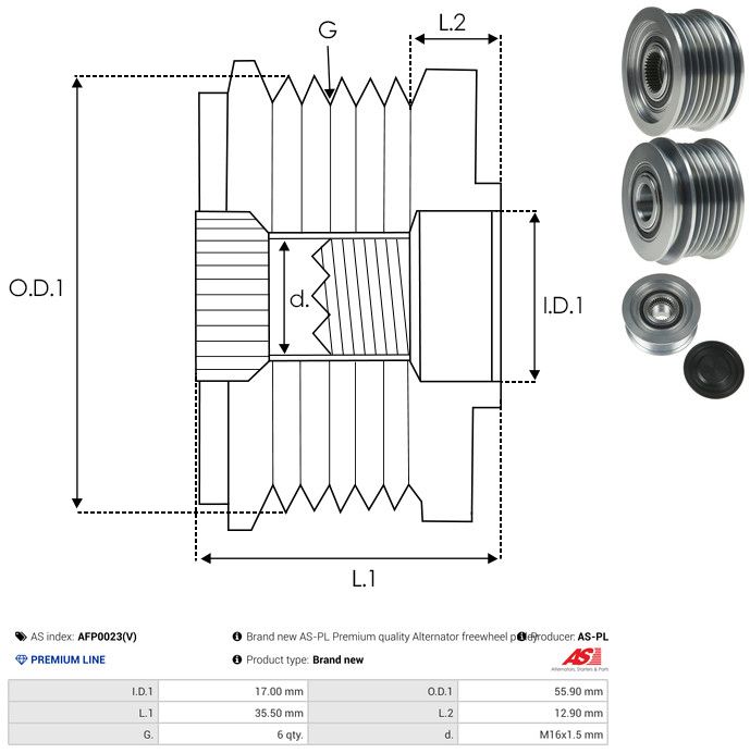 AS-PL AFP0023(V) Alternator Freewheel Clutch