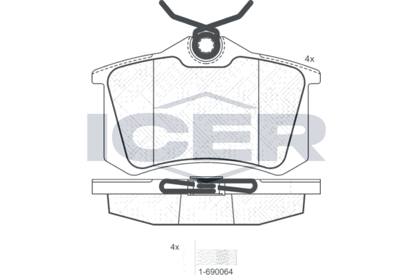 Комплект гальмівних накладок, дискове гальмо, Icer 180697-703