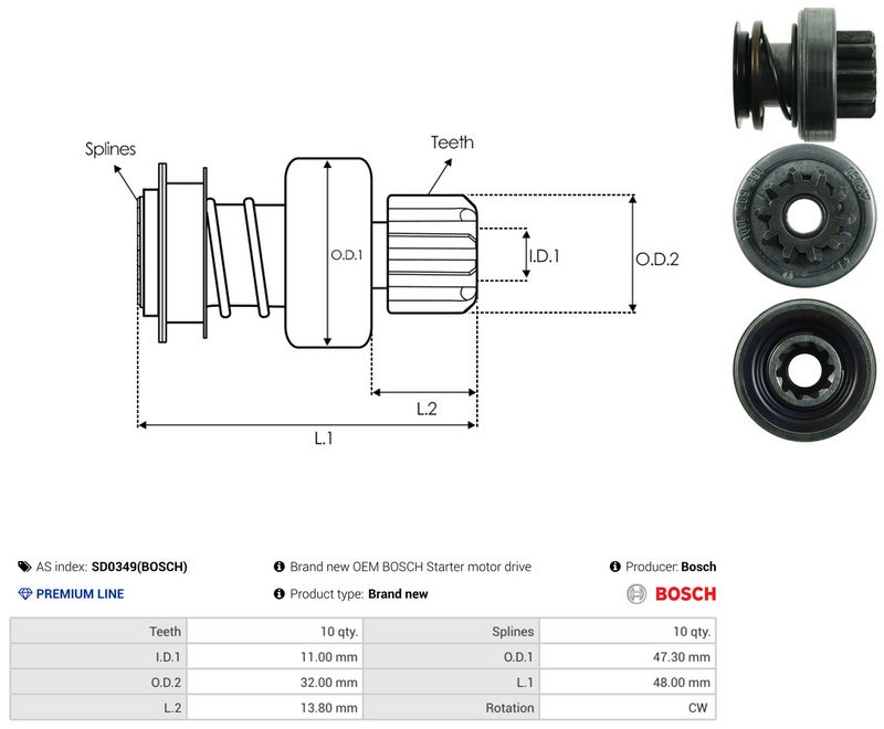 Vabajooks, starter, AS-PL SD0349(BOSCH)
