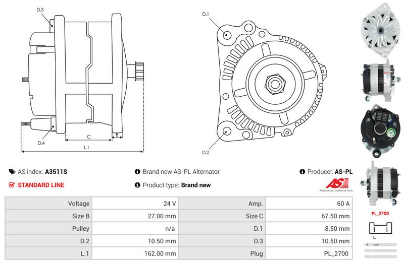 AS-PL A3511S Alternator
