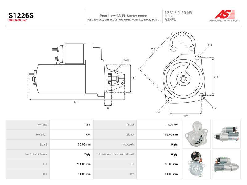 Starter, AS-PL S1226S