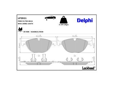 DELPHI LP3921 Brake Pad Set, disc brake