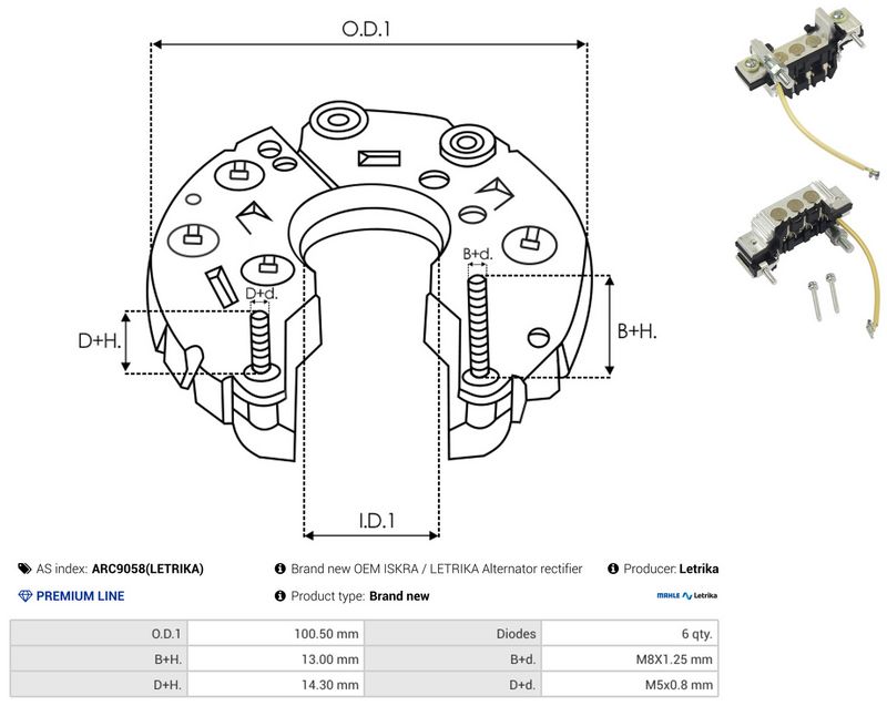 AS-PL ARC9058(LETRIKA) Rectifier, alternator