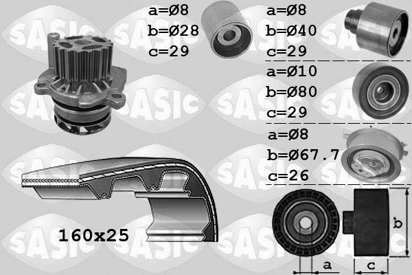 SASIC Vízpumpa + fogasszíj készlet 3906077