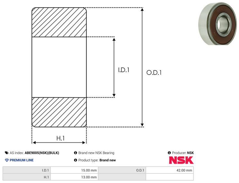 AS-PL ABE9005(NSK)(BULK) Bearing