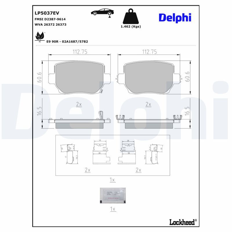 DELPHI LP5037EV Brake Pad Set, disc brake