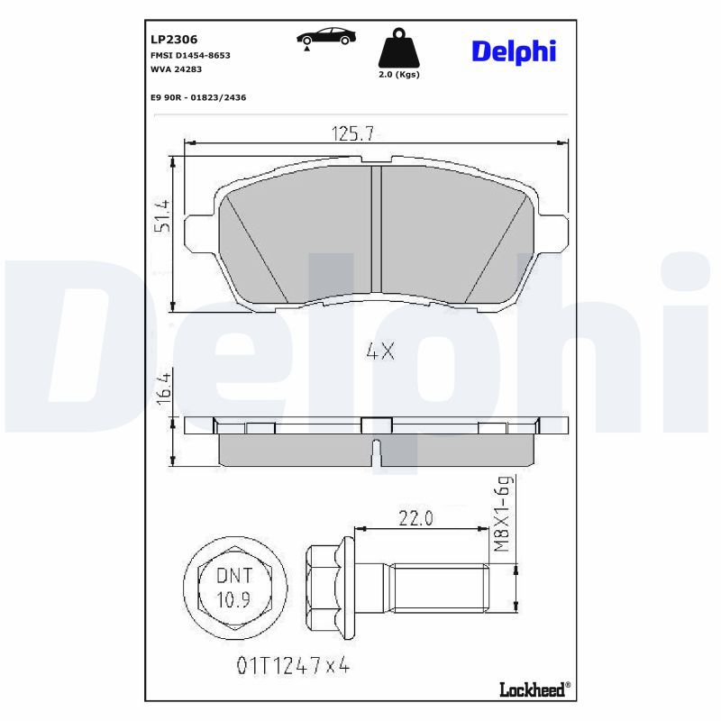 Piduriklotsi komplekt, ketaspidur, DELPHI LP2306