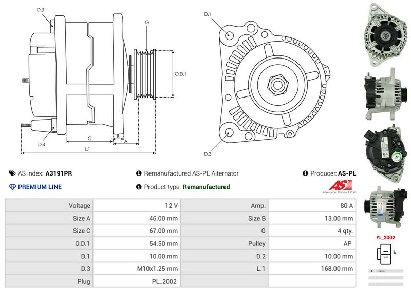 AS-PL A3191PR Alternator