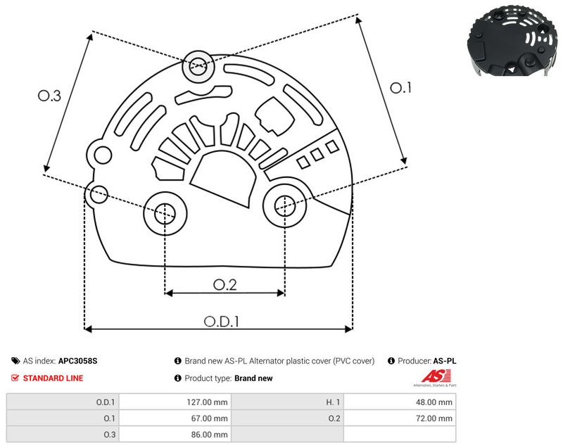 Kaitsekate, generaator, AS-PL APC3058S