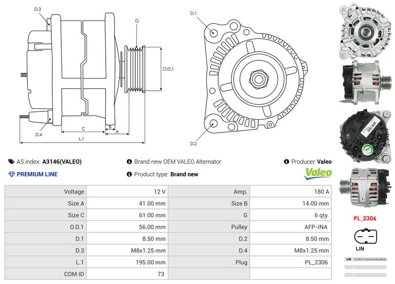 AS-PL A3146(VALEO) Alternator