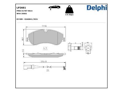 DELPHI LP2661 Brake Pad Set, disc brake