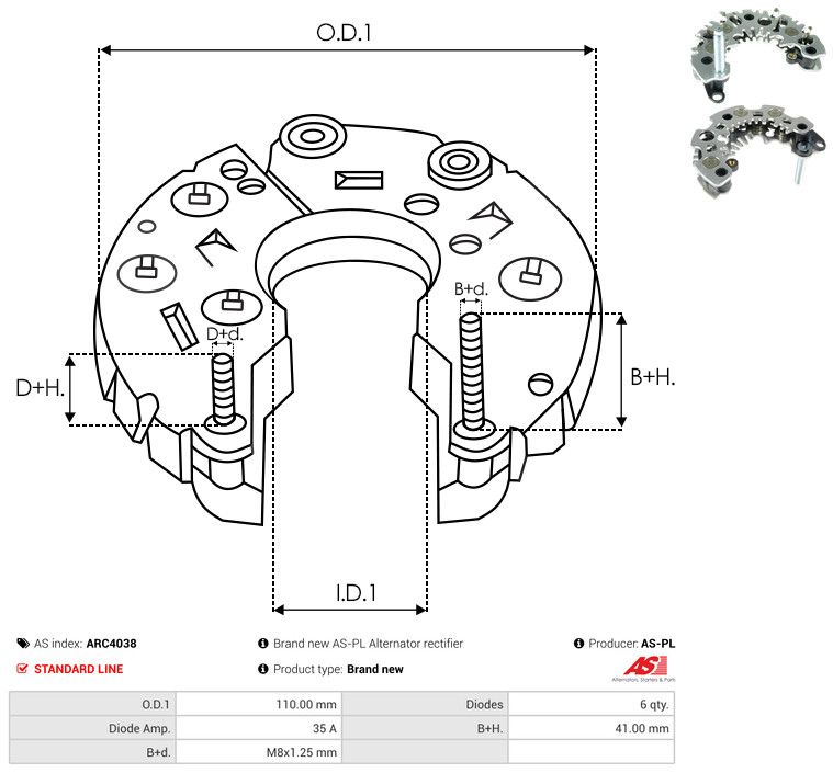 AS-PL ARC4038 Rectifier, alternator