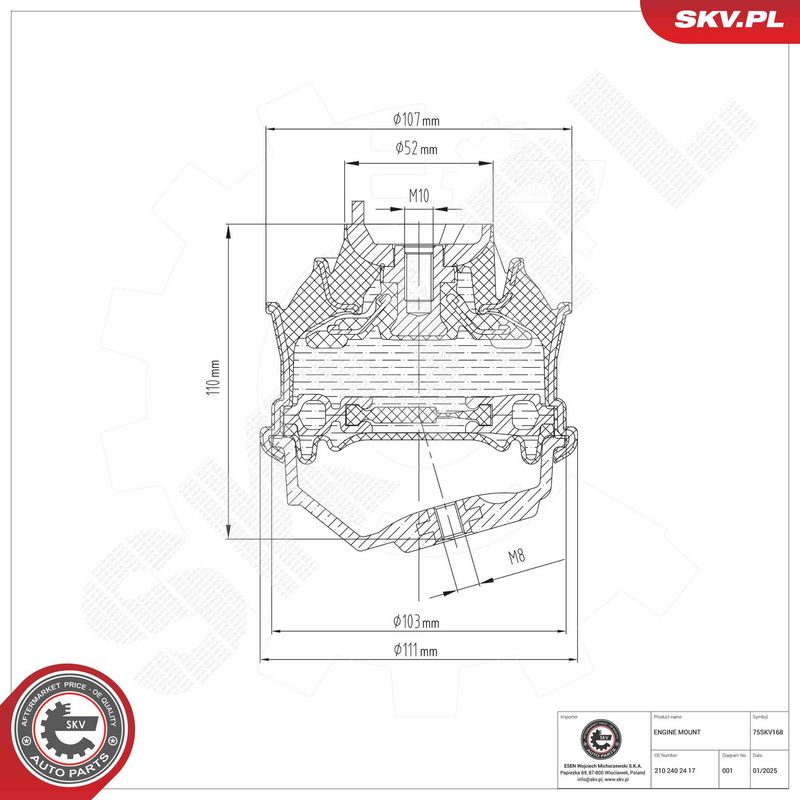 Paigutus, Mootor, ESEN SKV 75SKV168