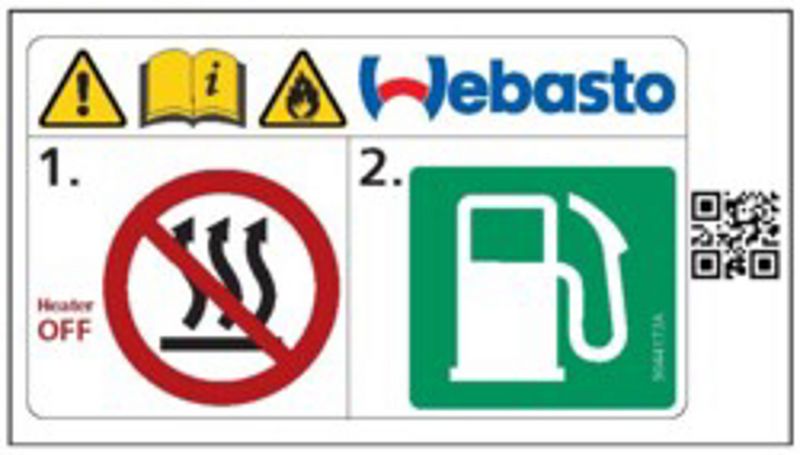 Set accesorii WEBASTO Label warning for refueling car, self-adhesive 9044508A