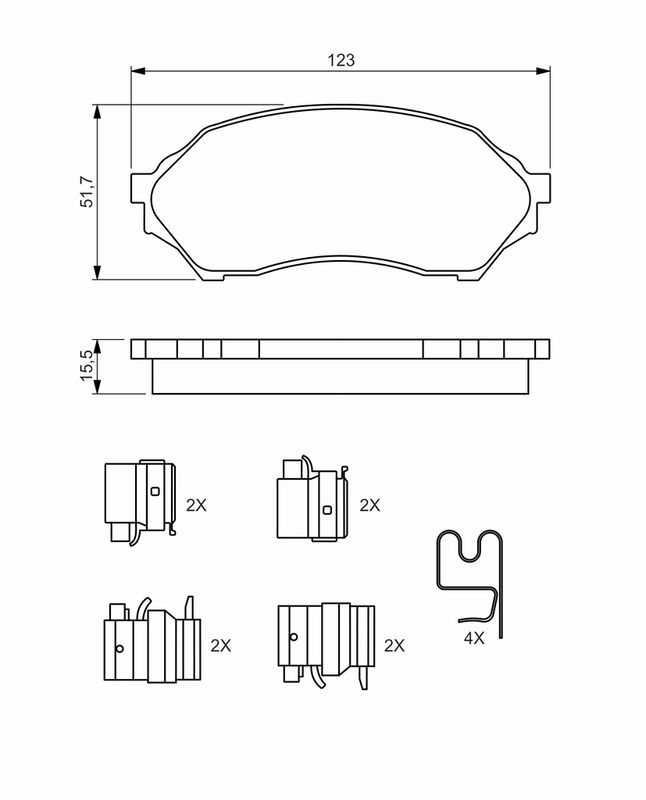 Piduriklotsi komplekt, ketaspidur, BOSCH 0 986 494 616