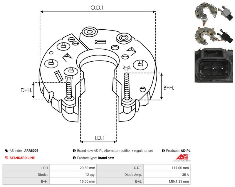 AS-PL ARR6001 Rectifier, alternator