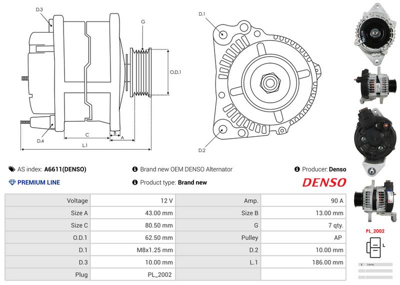 AS-PL A6611(DENSO) Alternator