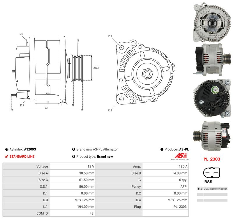 Generaator, AS-PL A3209S