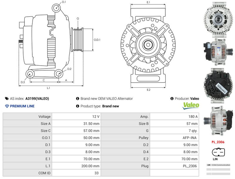 AS-PL A3199(VALEO) Alternator