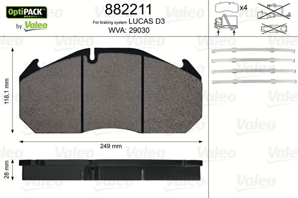 Sada brzdových destiček, kotoučová brzda 882211