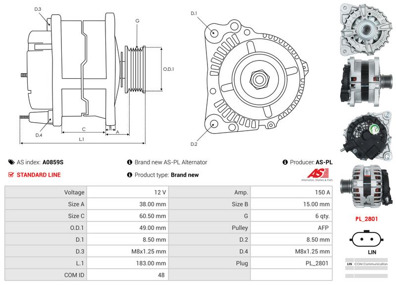 AS-PL A0859S Alternator