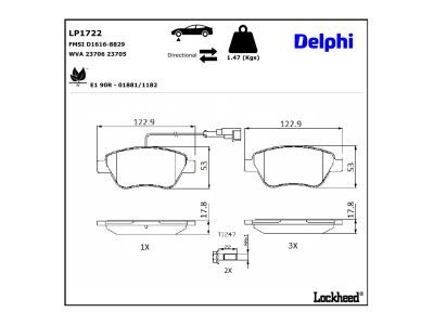 DELPHI LP1722 Brake Pad Set, disc brake