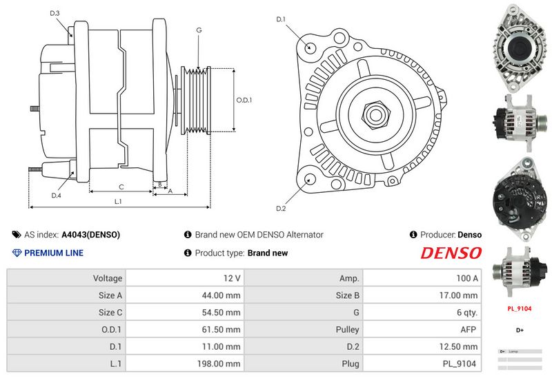 AS-PL A4043(DENSO) Alternator
