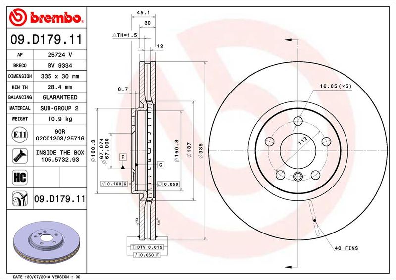 BREMBO Remschijf 09.D179.11