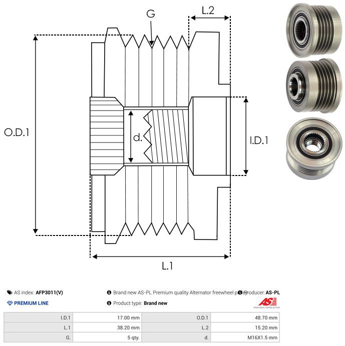 AS-PL AFP3011(V) Alternator Freewheel Clutch